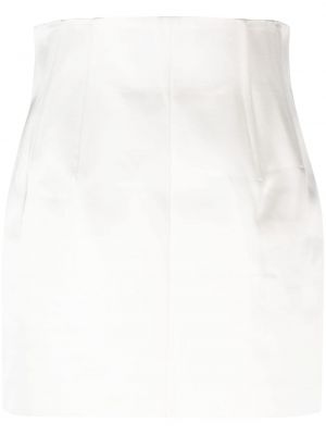 Saténové mini sukně Laquan Smith bílé