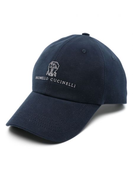 Broderet cap Brunello Cucinelli blå