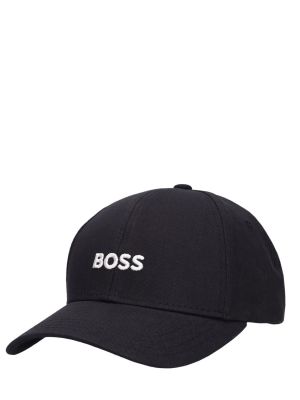 Памучна шапка Boss черно