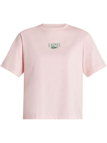 Bavlnené tričko s potlačou Lacoste ružová