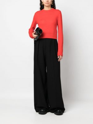 Vlněný svetr s kulatým výstřihem Jil Sander červený
