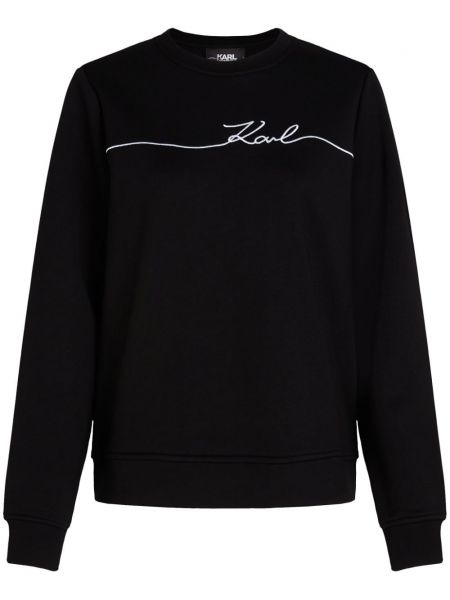 Hímzett hosszú pulóver Karl Lagerfeld fekete