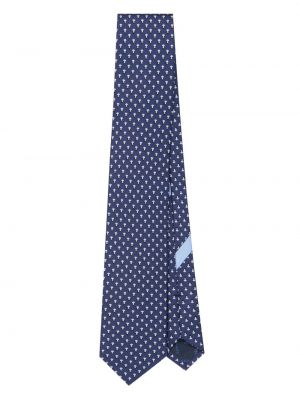 Μεταξωτή γραβάτα με σχέδιο Ferragamo μπλε