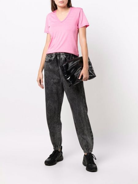 Camiseta de algodón con escote v Cotton Citizen rosa