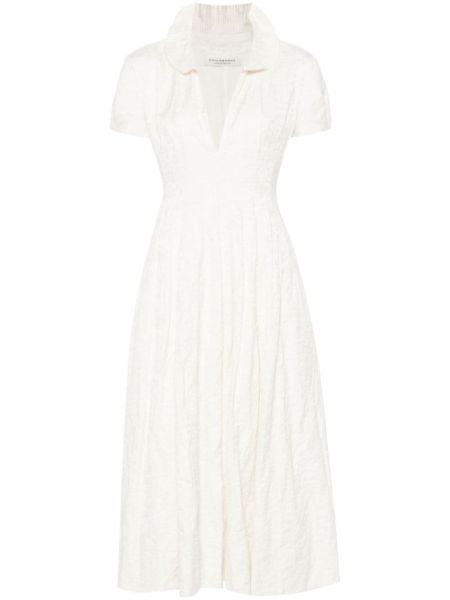 Плисирана миди рокля с v-образно деколте Philosophy Di Lorenzo Serafini бяло