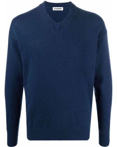 Jersey con escote v manga larga de tela jersey Jil Sander azul