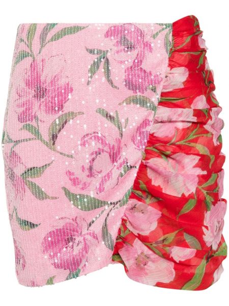 Květinové mini sukně s potiskem Rotate růžové