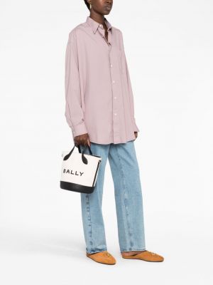 Leder shopper handtasche mit print Bally