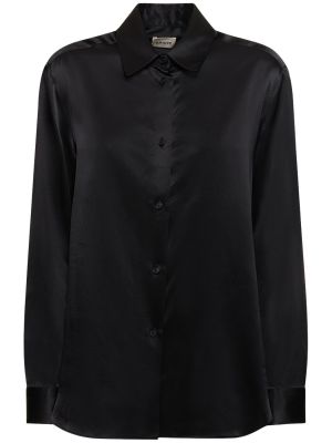 Camisa con botones de seda manga larga Khaite negro