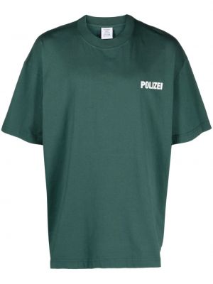 Oversize памучна тениска Vetements зелено