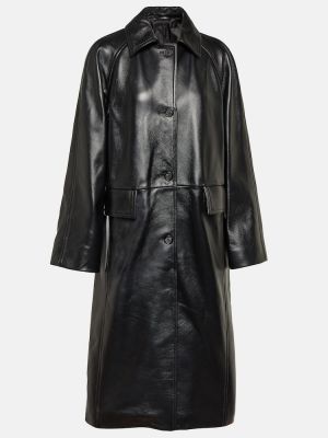 Kožený kabát Totême čierna
