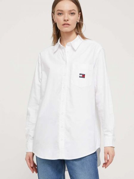 Дънкова риза Tommy Jeans бяло