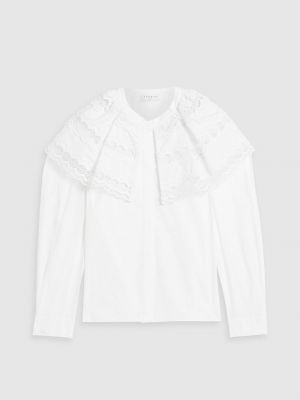 Блузка с вышивкой с рюшами Sandro белая