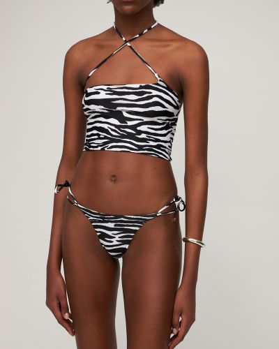 Bikini cu imagine cu model zebră The Attico negru