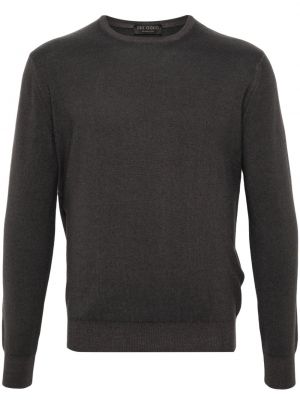 Volneni pulover iz merina z okroglim izrezom Dell'oglio siva