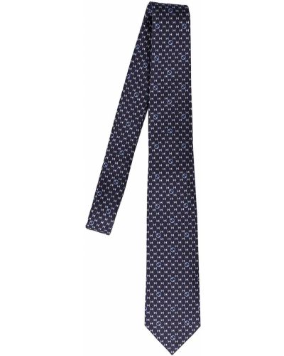 Копринена вратовръзка с принт Gucci синьо