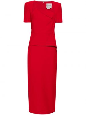 Midi haljina peplum od krep Roland Mouret crvena