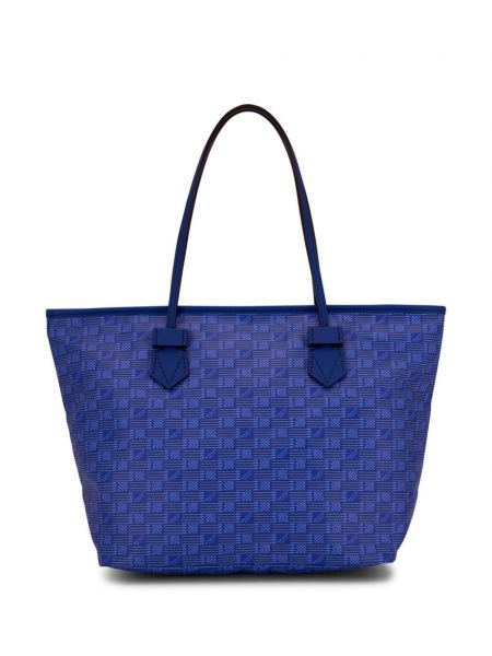 Leder shopper handtasche mit print Moreau blau