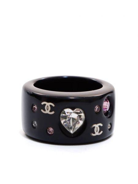 Prsten s uzorkom srca Chanel Pre-owned crna