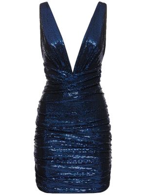 Мини рокля с v-образно деколте Alexandre Vauthier синьо