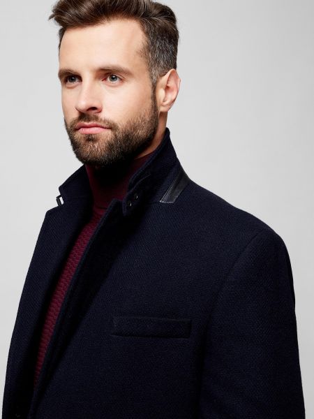 Вовняне пальто Karl Lagerfeld синє