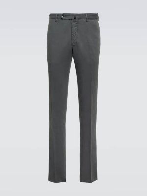 Pantaloni dritti di lino di cotone Incotex grigio