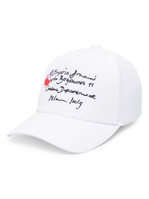 Haftowana czapka z daszkiem Emporio Armani biała