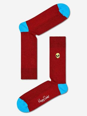 Чорапи бродирани Happy Socks червено