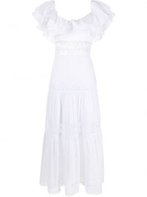 Кружевное ажурное платье макси на шнуровке Charo Ruiz Ibiza, белое