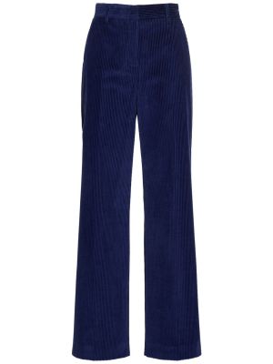 Manšestrové kalhoty s vysokým pasem relaxed fit Weekend Max Mara modré