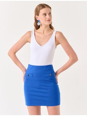 Mini spódniczka z wysoką talią slim fit Jimmy Key niebieska