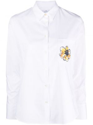 Памучна риза с принт Ps Paul Smith бяло