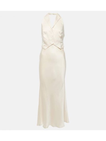 Jedwabna sukienka midi Rixo biała