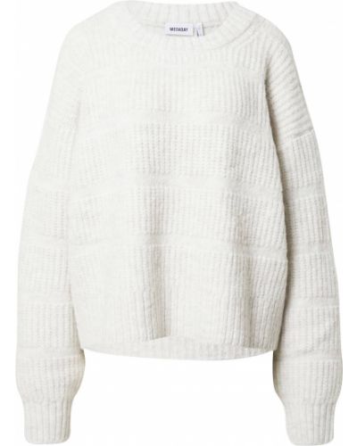 Меланжов пуловер Weekday бяло