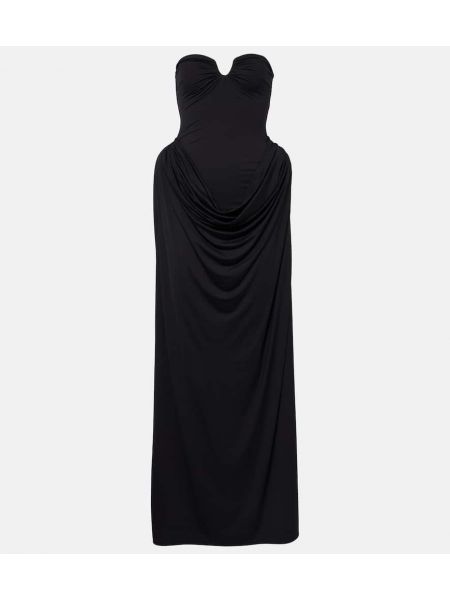 Drapované dlouhé šaty Magda Butrym černé