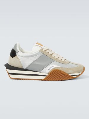 Sneakers in pelle scamosciata Tom Ford argento