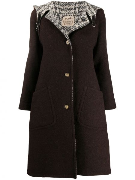 Abrigo con capucha reversible Hermès marrón