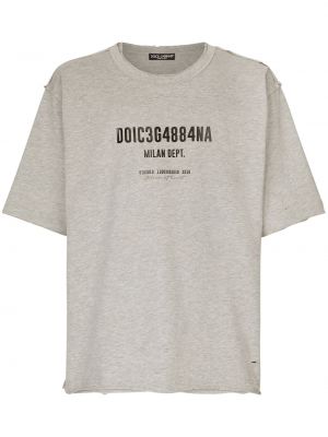 Памучна тениска с принт Dolce & Gabbana сиво