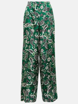 Pantaloni de mătase cu model paisley Dorothee Schumacher verde