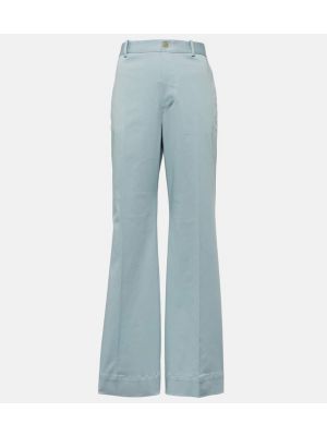Bavlněné kalhoty s vysokým pasem Plan C modré
