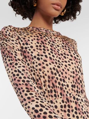 Midi haljina s printom s leopard uzorkom Rixo smeđa