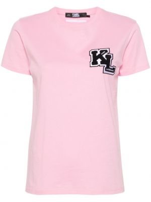 Βαμβακερή μπλούζα Karl Lagerfeld ροζ