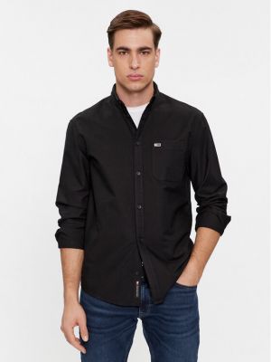 Priliehavá rifľová košeľa Tommy Jeans čierna