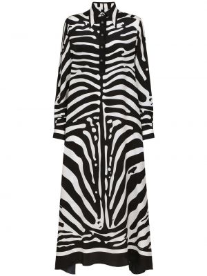 Koktejl obleka s potiskom iz krep tkanine z zebra vzorcem Dolce & Gabbana
