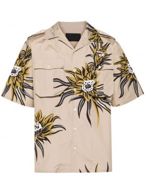 Kokvilnas krekls ar ziediem ar apdruku Prada