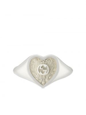 Žiedas su širdelėmis Gucci sidabrinė