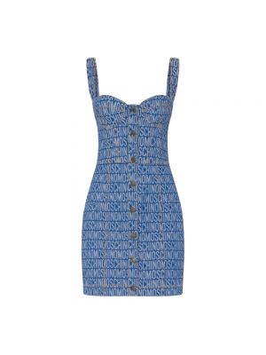 Sukienka mini żakardowa Moschino niebieska
