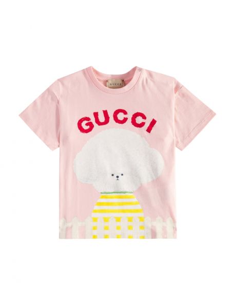 Trøje trykt bomuld t-shirt for piger Gucci Kids pink