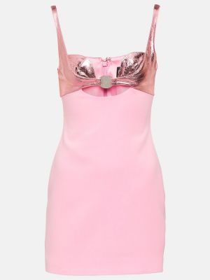 Кожена рокля от джърси David Koma розово