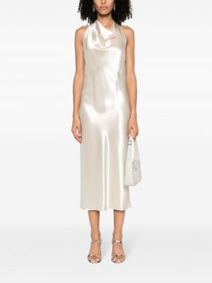 Saténové midi šaty Calvin Klein bílé